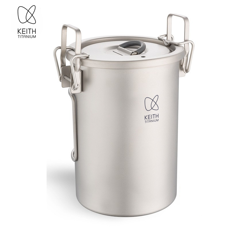 Camping Cooking Appliances - KEITH 純チタン製 炊飯クッカー 900ml 超軽量 折りたたみハンドル