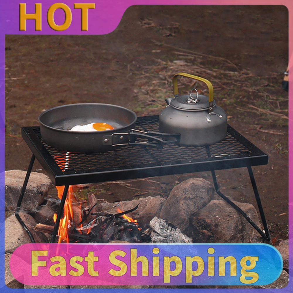 Camping Cooking Over Fire - キャンプファイヤーグリルグレート ヘビーデューティー オーバーファイヤーキャンプグリル 折りたたみ式キャンプファイヤー調理ラック キャンプ バーベキュー