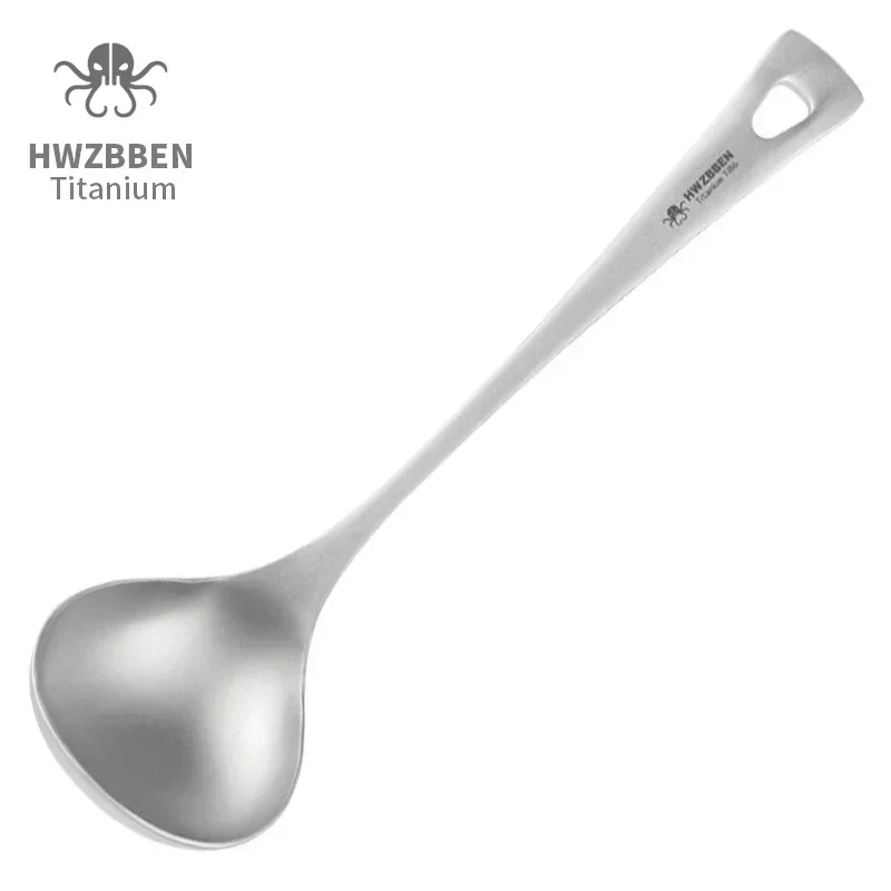 Camping Cooking Handle - Hwzbben-長いハンドル付きのチタンスープスプーン,キャンプ用食器,ポータブル調理,キッチン食器,屋外,ti86