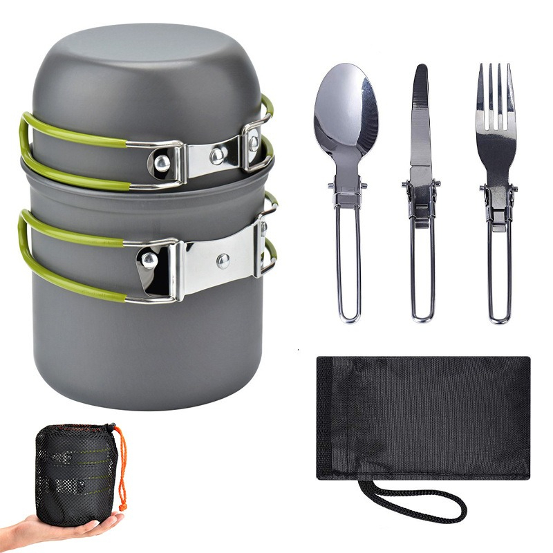 Camping Cooking Easy - 屋外ポータブルキャンプ調理器具高温耐性軽量調理鍋セットお手入れ簡単耐久性のあるキャンプ用品