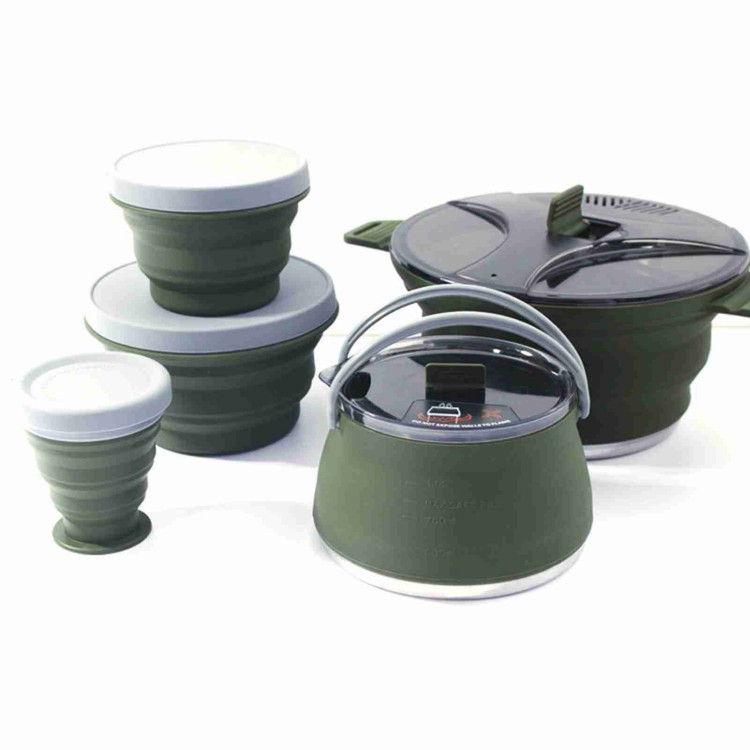 Camping Cooking Set Compact - 折りたたみ鍋セット ポータブル コンパクト 調理器具セット アウトドア キャンプ