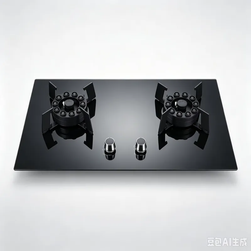 Camping Double Cooking Stove - 携帯式ダブルバーナー式ガスコンロ。貝殻型デザインで、ガラス製の天板を備え、バッテリー駆動。アウトドアキャンプやキッチンでの使用に最適。