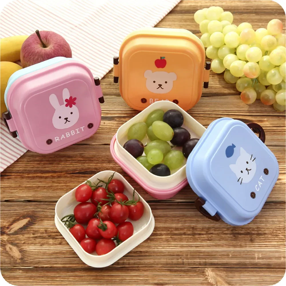 Camping Cooking Box Set - 子供用ミニ可愛い漫画フード収納ボックス学校携帯ランチボックスプラスチック食品グレード学生ギフト小型キャンプクックセット