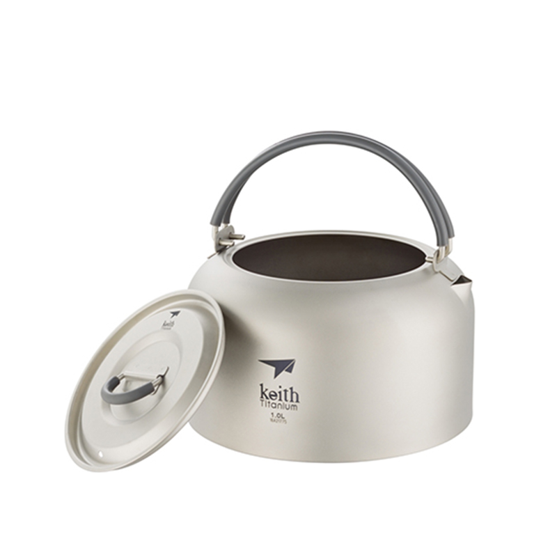 Mess Kit Titanium - Keith チタンケトル 1L、静菌食器、超軽量アウトドアキャンプ食器コーヒーケトル、トラベル調理器具ポット