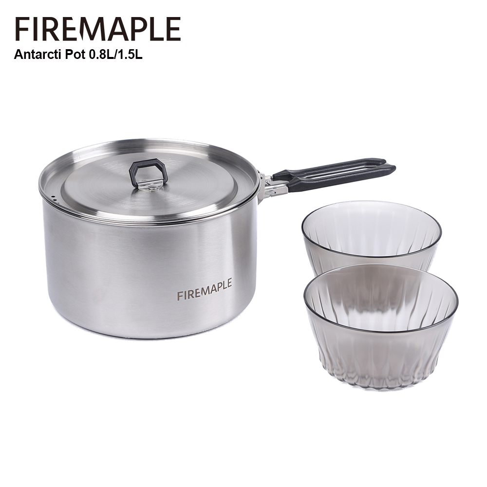 Camping Cooking Set Compact - ファイヤーマプルキャンプ調理器具ハイキングantartiステンレス鋼ポット屋外キャンプ調理セット0.8l-1.5lコンパクト折りたたみ鉢