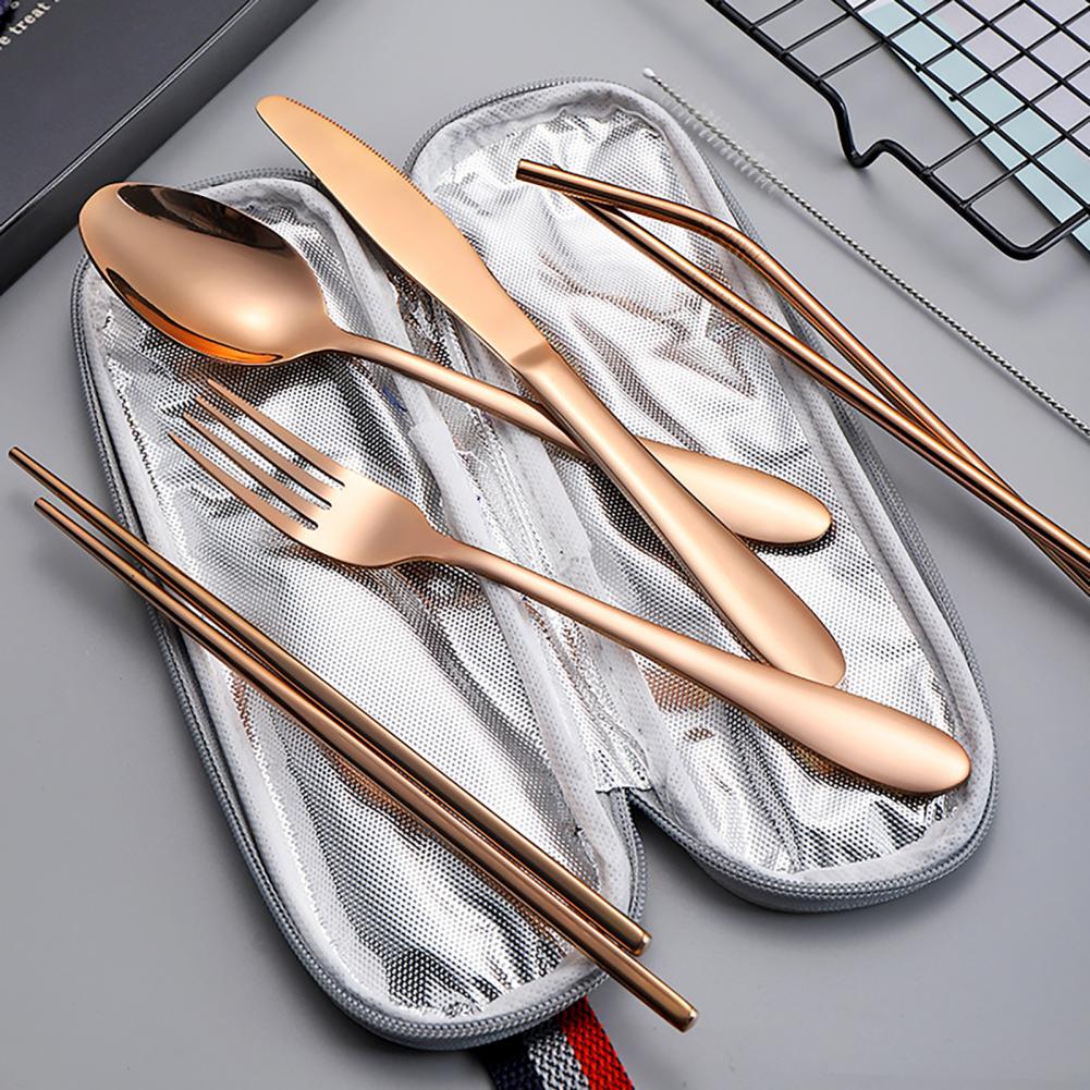 Camping Cooking Set Compact - 旅行用カトラリーポーチ フェルト製食器オーガナイザーバッグ ジッパー付き コンパクト フォーク・スプーン・ナイフ・箸収納ケース キャンプ・ハイキング用