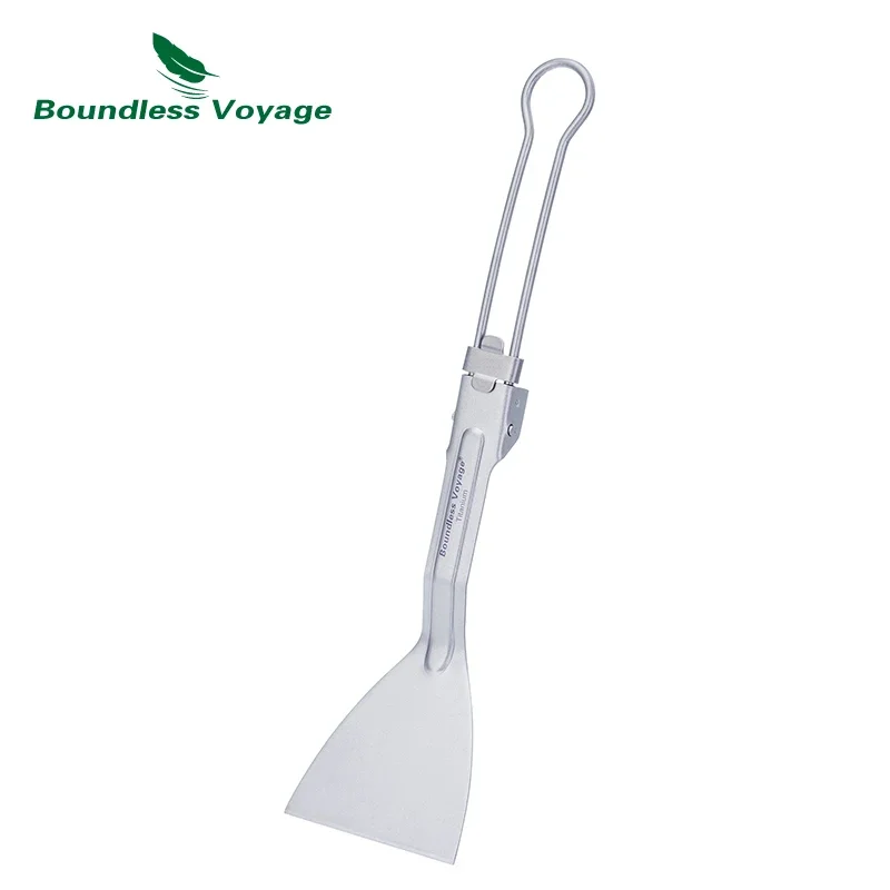 Camping Cooking Handle - Boundless Voyage チタンスパチュラ フライパンシャベル 折りたたみハンドル付き フードターナー