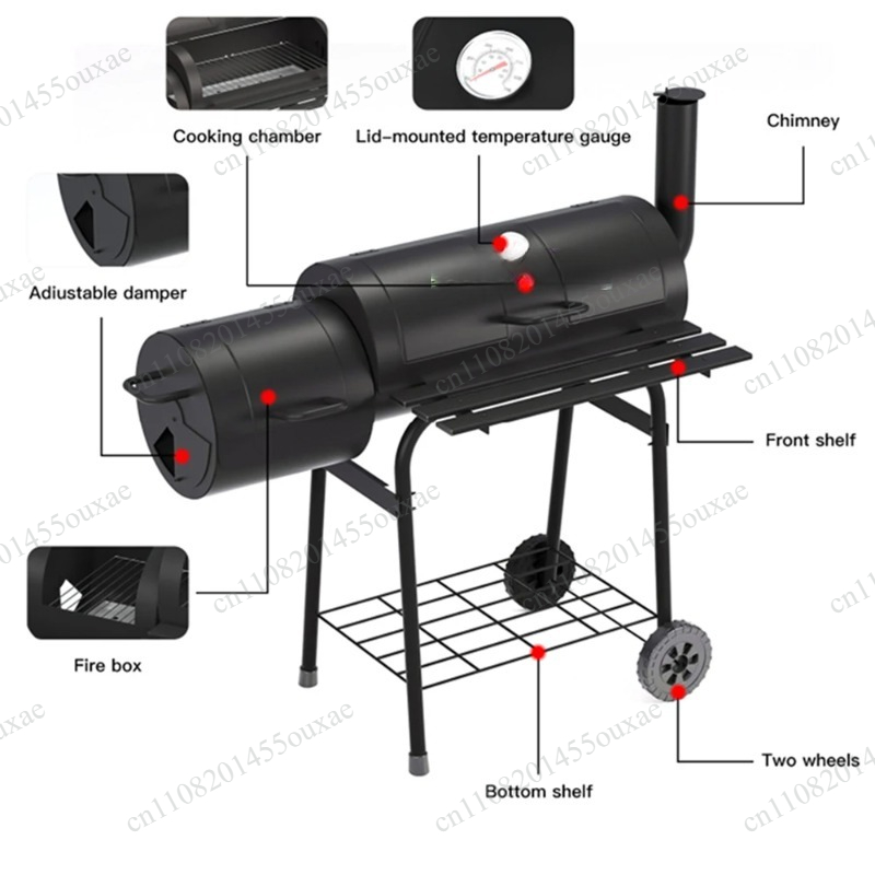 Camping Double Cooking Stove - 両面大型炭火バーベキューグリル、厚みのあるアメリカンスタイル屋外キャンプバーベキューストーブ、家庭用裏庭料理に最適