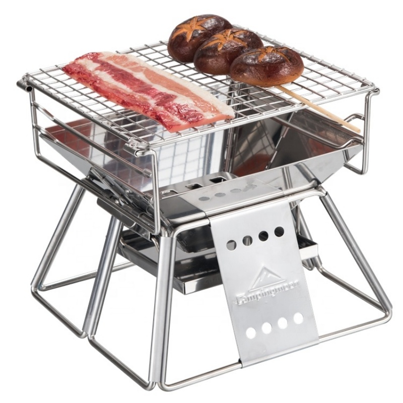 Charcoal Chimney Starter - キャンプムーン-垂直調整可能なステンレス鋼バーベキューグリル、チャコールグリルマシン、折りたたみ式でポータブル、アウトドアキャンプ