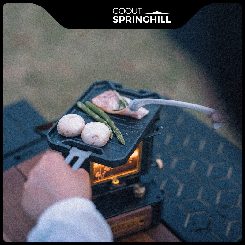 Camping Cooking Appliances - COOUT SPRINGHILL アウトドアミニグリルパン 軽量キャンプ用ポータブルスパイダーオーブングリルパン 火傷防止ハンドル付き
