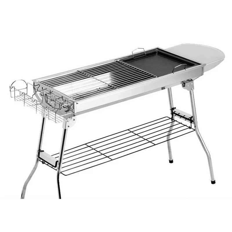 Camp Grill Portable Folding - 大型折りたたみ式炭火バーベキューグリル、屋外キャンプ用ストーブ、頑丈なステンレス製ポータブルロースター、家庭用パティオピクニックに最適