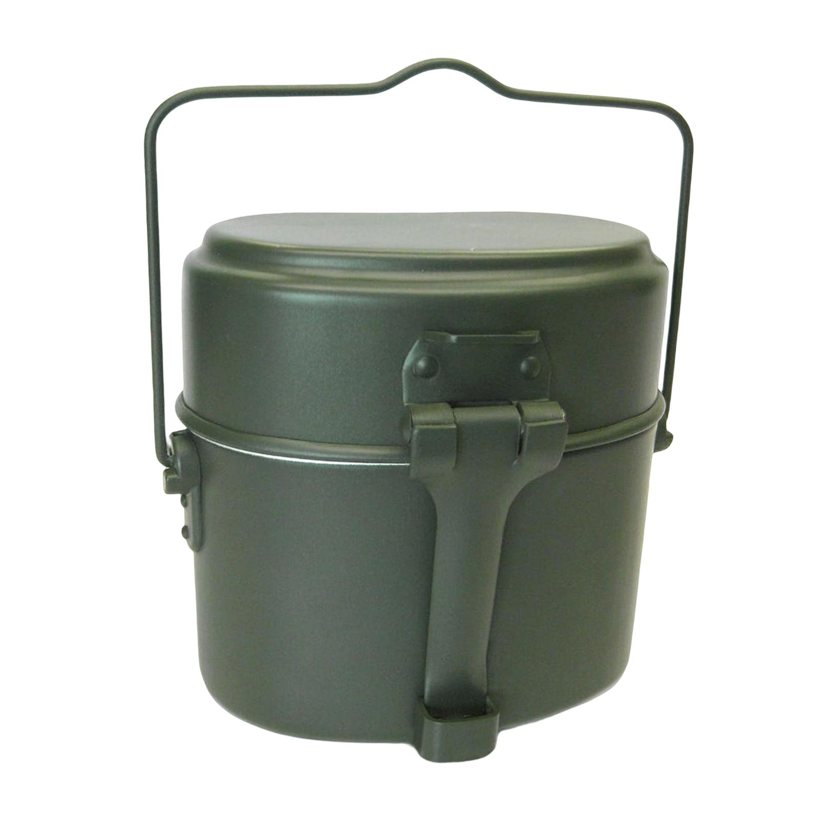 Camping Cooking Box Set - キャンプ用メスキット 厚手アルミ製調理器具セット アウトドアランチボックス ポット ボウル バックパッキング料理用
