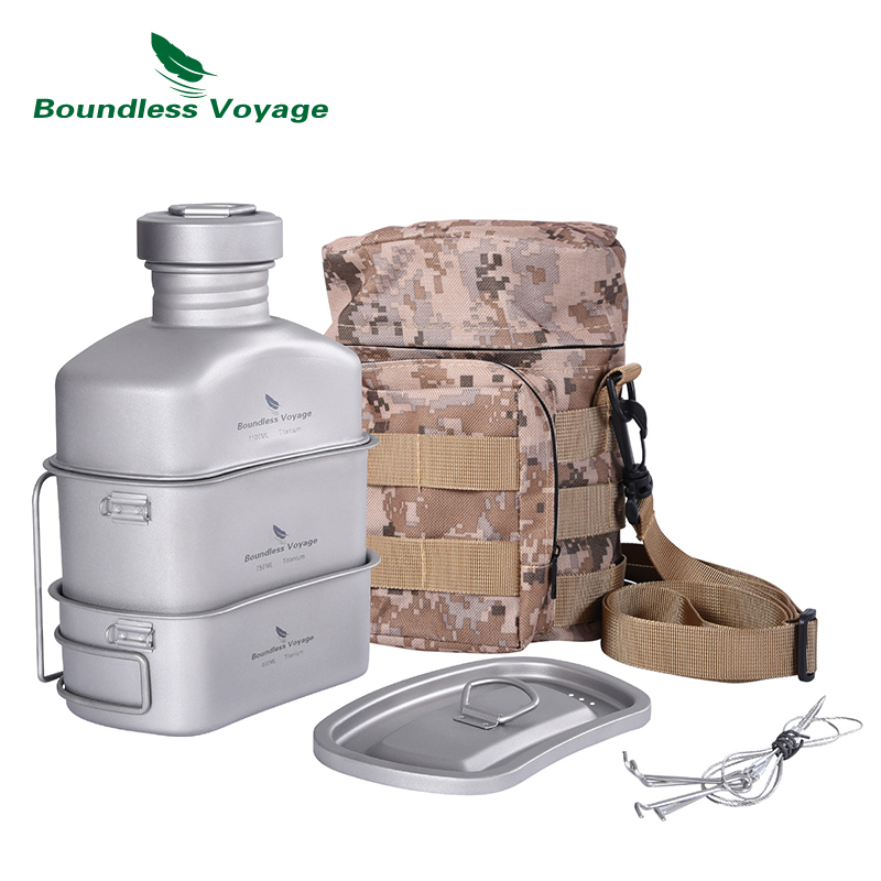 無限航海屋外軍事水筒ボトルキャンプハイキング水カップチタン調 - Mess Kit Titanium のレビューと価格