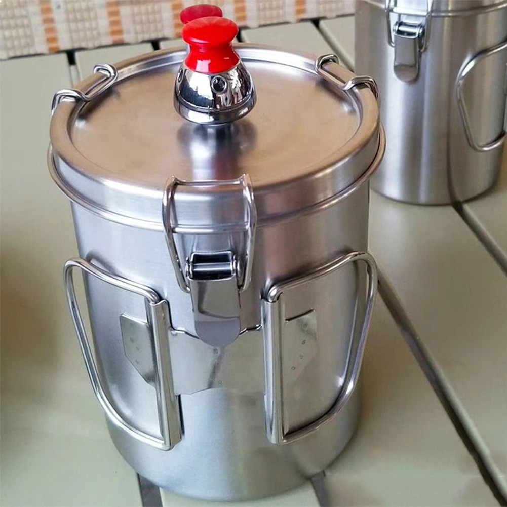 超軽量ミニ圧力鍋 304ステンレス鋼 折りたたみハンドル付き - Camping Cooking Set Compact のレビューと価格