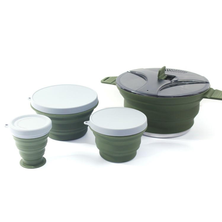 折りたたみ鍋セット ポータブル コンパクト 調理器具セット  - Camping Cooking Set Compact のレビューと価格