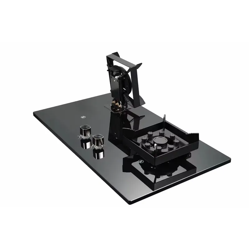 携帯式ダブルバーナー式ガスコンロ。貝殻型デザインで、ガラス製 - Camping Double Cooking Stove のレビューと価格