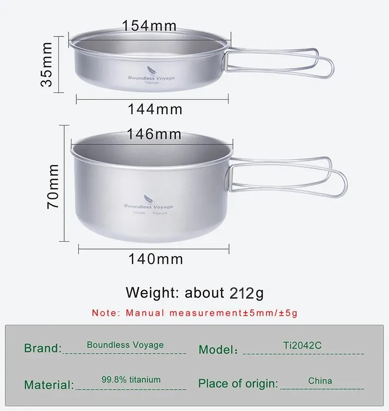 Boundless Voyage チタンポットパンセット 折 - Camping Cooking Set Compact のレビューと価格