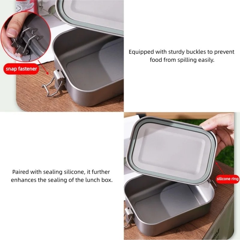 ステンレス製ランチボックス 蓋付き 漏れ防止 軽量食品容器  - Mess Kit Titanium のレビューと価格