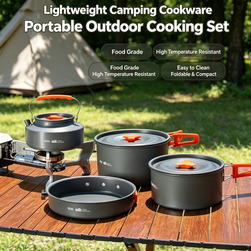 超軽量アルミ製キャンプ調理器具セット10点セット、ポットとケ - Camping Cooking Full Set のレビューと価格
