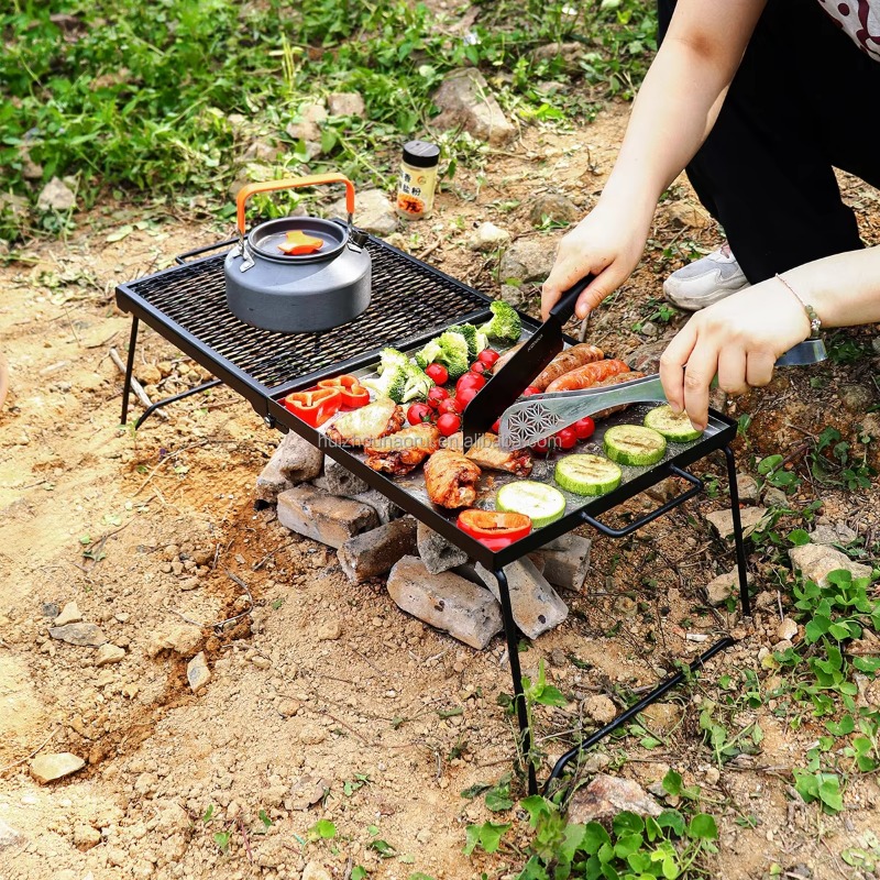 ポータブル屋外キャンプ用調理グリル、焚き火台用折りたたみ式キ - Camping Cooking Over Fire のレビューと価格