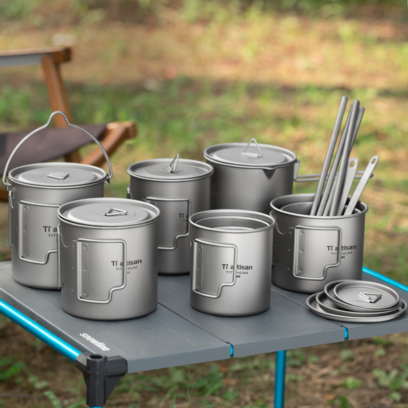 Tiartisan 屋外チタン軽量ポータブルティーコーヒーカ - Mess Kit Titanium のレビューと価格