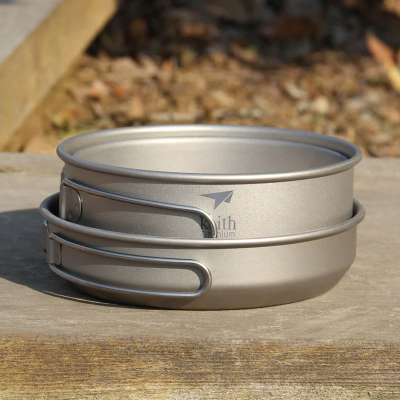 キース 3 個チタン調理器具パンボウルセット折りたたみハンド - Camping Cooking Appliances のレビューと価格