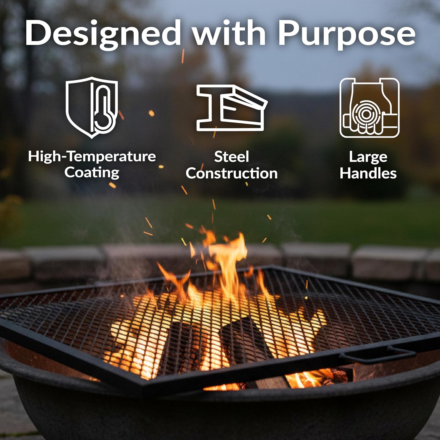 40インチ角型頑丈スチール製ファイヤーピットグリル網（ハンド - Camping Cooking Handle のレビューと価格