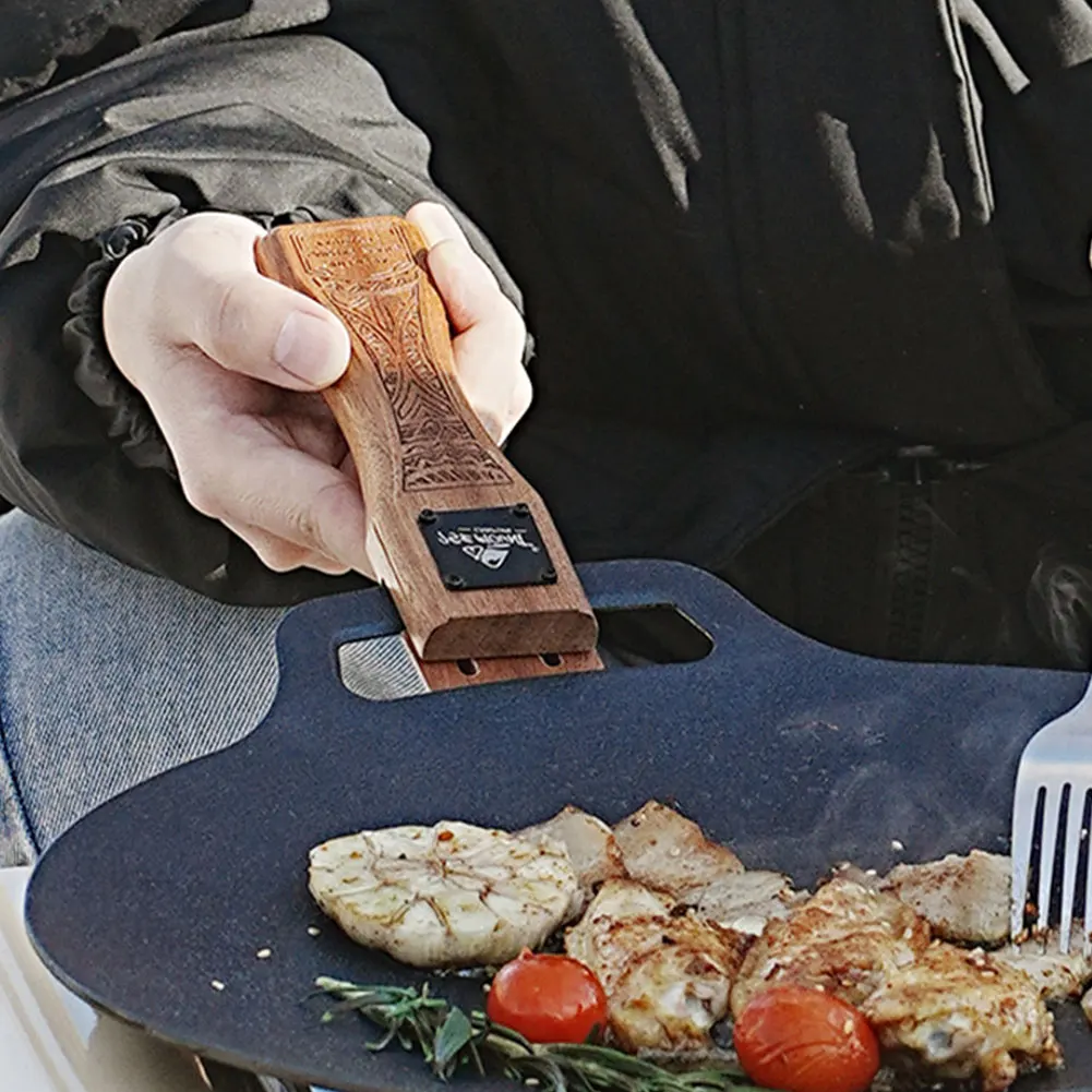 屋外用天然木製グリルパンハンドル、取り外し可能、耐熱性、火傷 - Camping Cooking Handle のレビューと価格