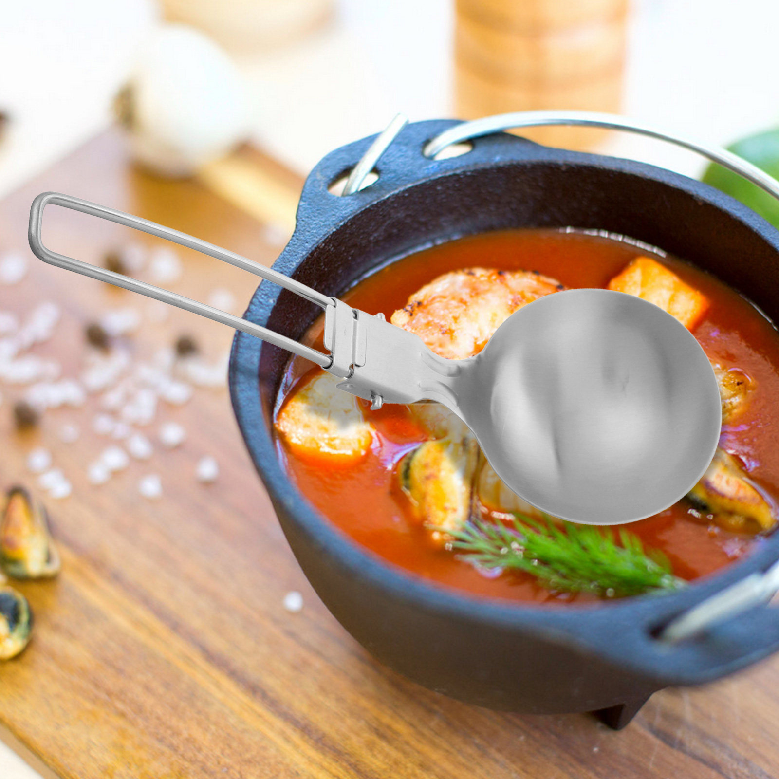 2個セット 折りたたみ式 ステンレス製 スープスプーンセット - Camping Cooking Set Compact のレビューと価格