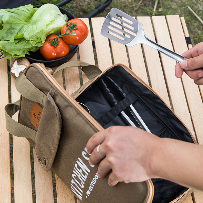 8点セット キャンプキッチン調理器具セット ポータブル屋外旅 - Camping Cooking Full Set のレビューと価格