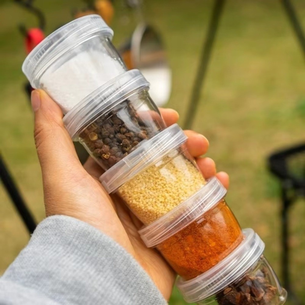 携帯用キャンプスパイスキット。透明ボトルと収納バッグ、調味料 - Spice Kit Compact のレビューと価格