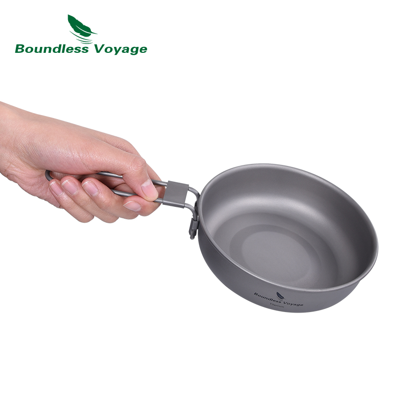 折りたたみ式ハンドル付き超軽量チタンフライパン,屋外キャンプ - Camping Cooking Appliances のレビューと価格