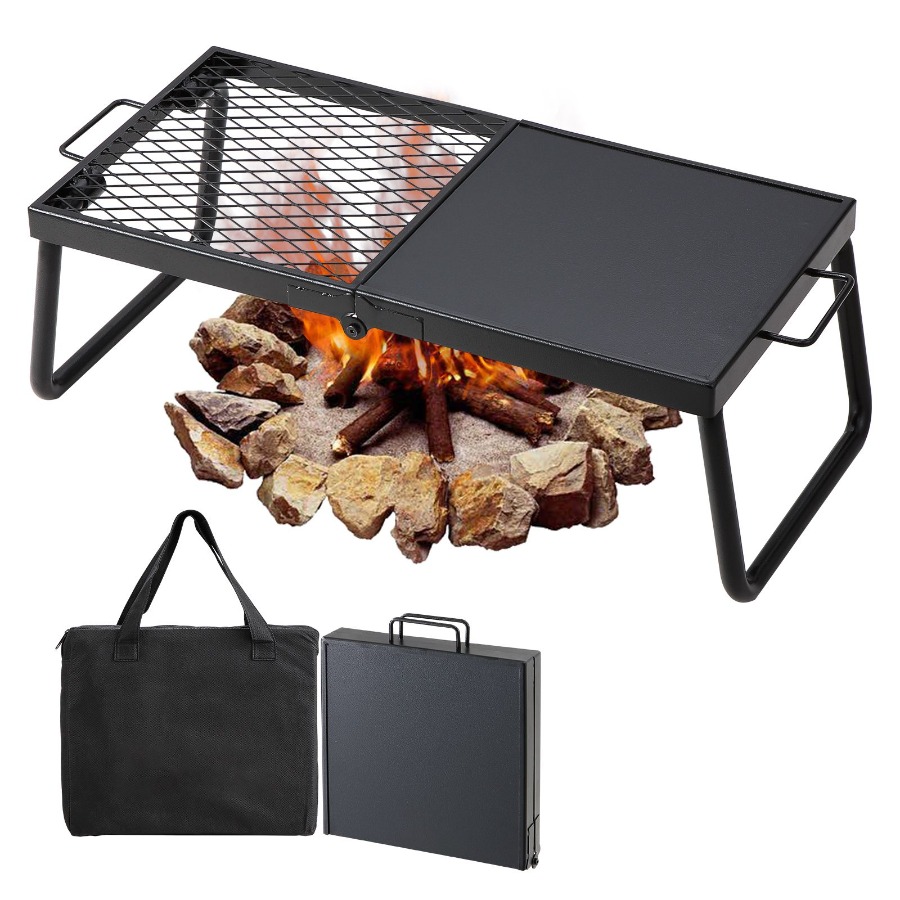 折りたたみ式キャンプファイヤーグリル ヘビーデューティースチ - Camping Cooking Over Fire のレビューと価格