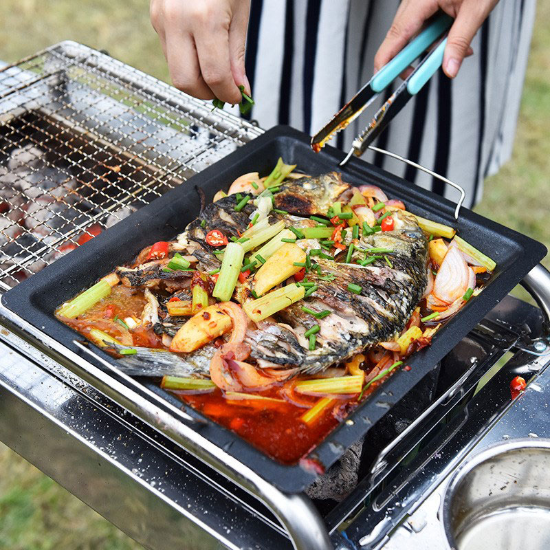 屋外用厚い四角グリルパン 2つのハンドル付き ポータブルノン - Camping Cooking Appliances のレビューと価格