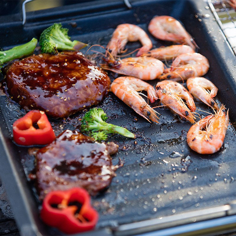 屋外用厚い四角グリルパン 2つのハンドル付き ポータブルノン - Camping Cooking Appliances のレビューと価格