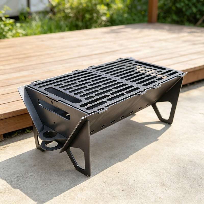 厚みのある炭素鋼製グリル 折りたたみ式 ポータブル アウトド - Camp Grill Portable Folding のレビューと価格