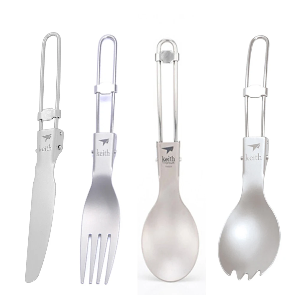 キース屋外チタン折りたたみスプーンスポークナイフフォークセッ - Camping Cooking Full Set のレビューと価格