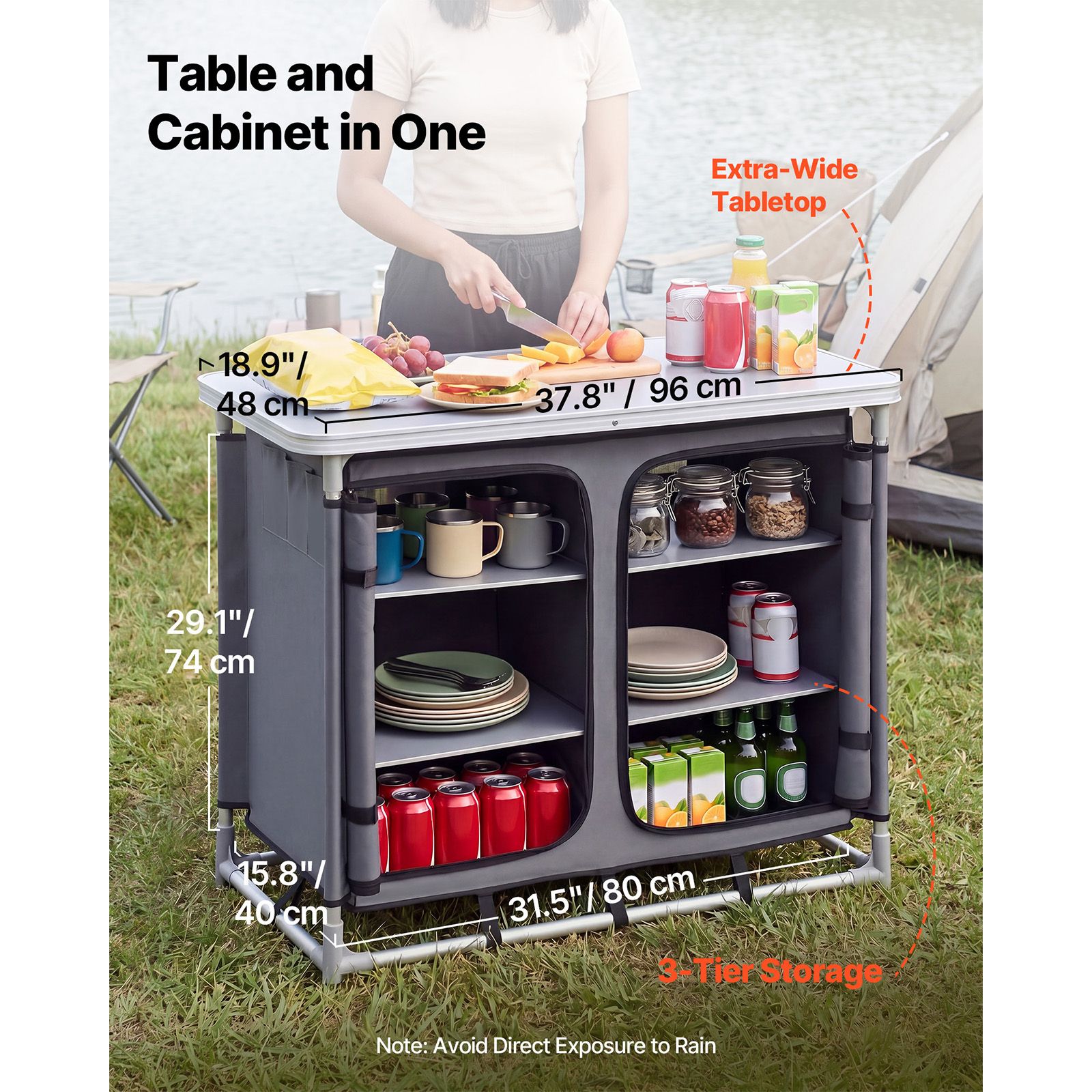 キャンプ用収納キャビネット、屋外用ポータブルアルミ製軽量テー - Camping Cooking Set Compact のレビューと価格