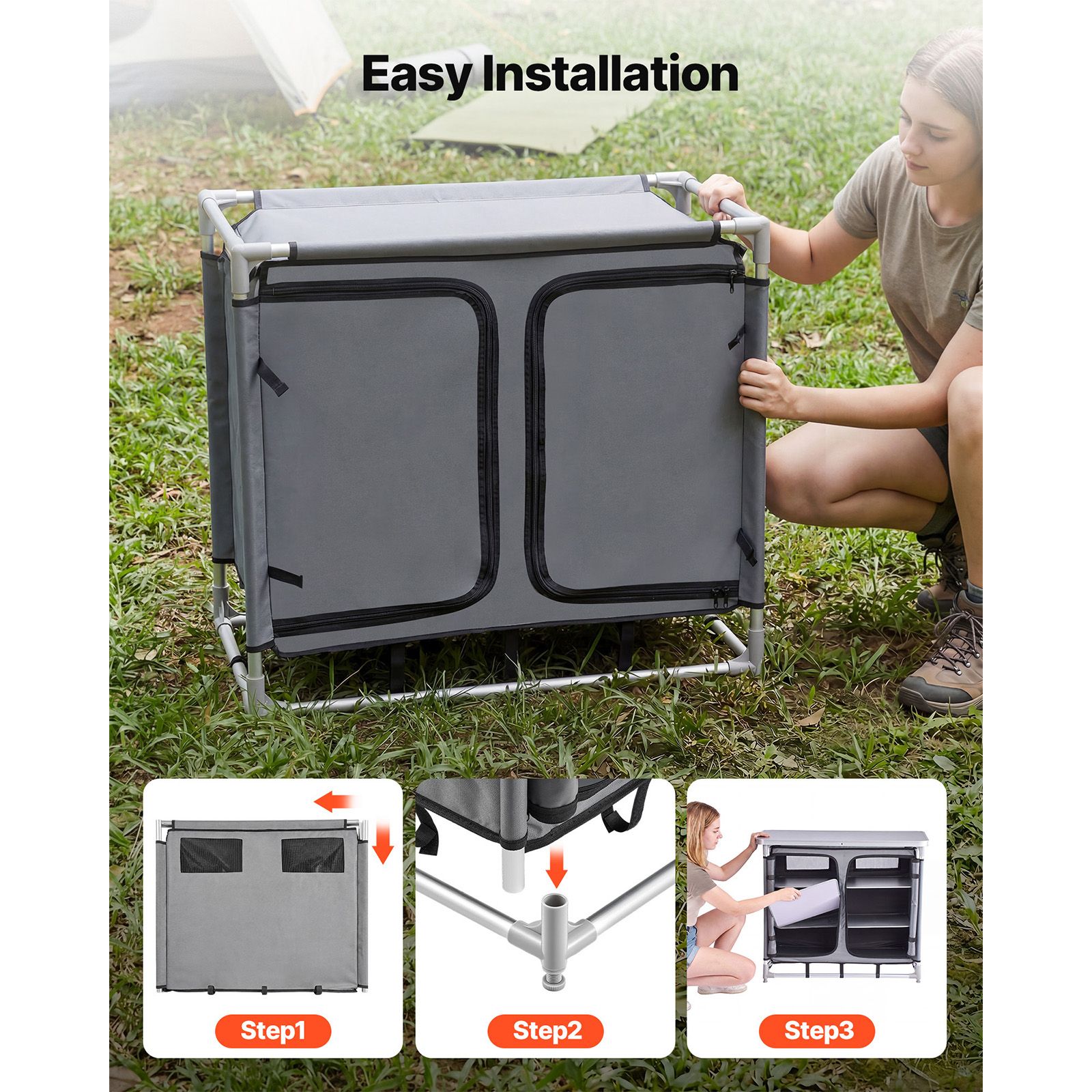 キャンプ用収納キャビネット、屋外用ポータブルアルミ製軽量テー - Camping Cooking Set Compact のレビューと価格