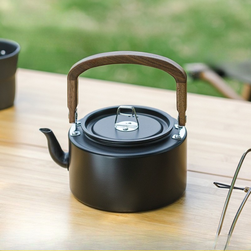 1.2L 軽量アルミニウム合金キャンプケトル 木製ハンドル付 - Camping Cooking Handle のレビューと価格