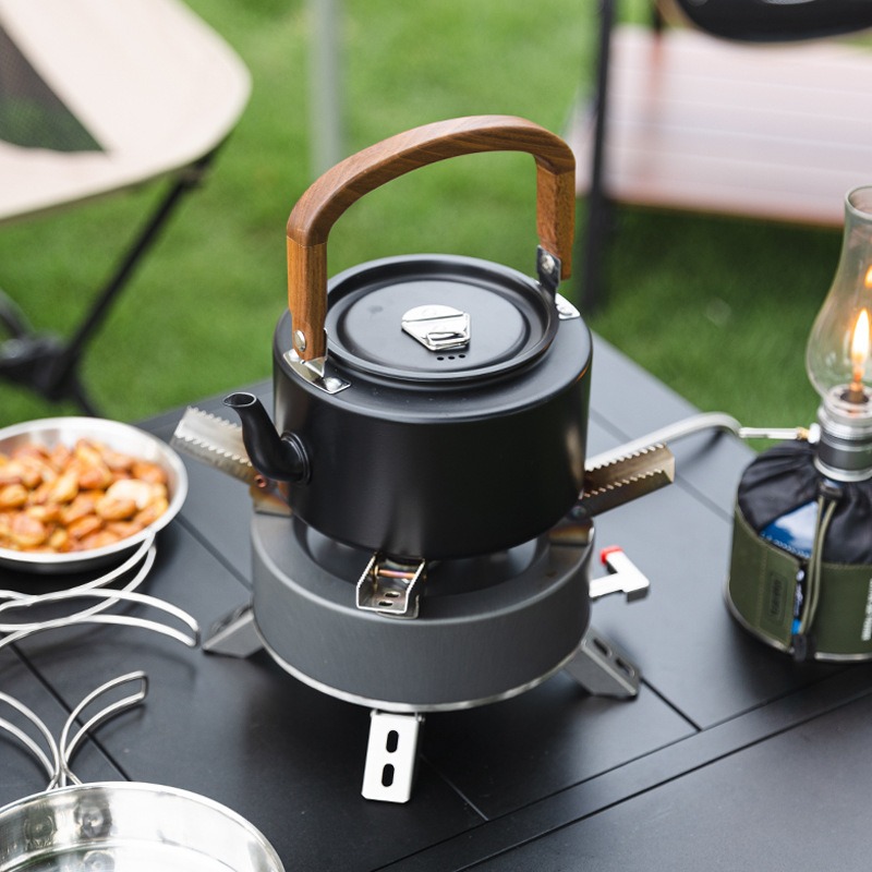 1.2L 軽量アルミニウム合金キャンプケトル 木製ハンドル付 - Camping Cooking Handle のレビューと価格