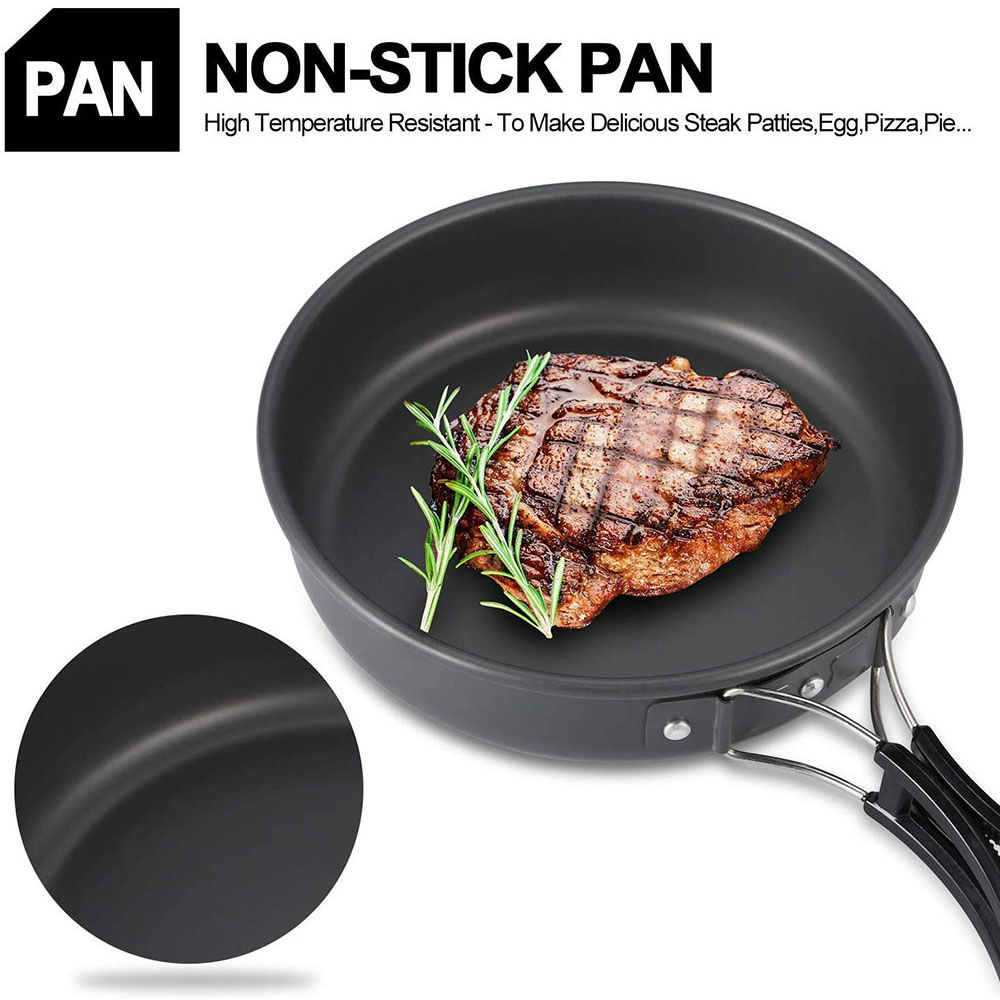 アルミ合金製のアウトドアキャンプ用調理器具セット、鍋にこびり - Camping Cooking Set Compact のレビューと価格