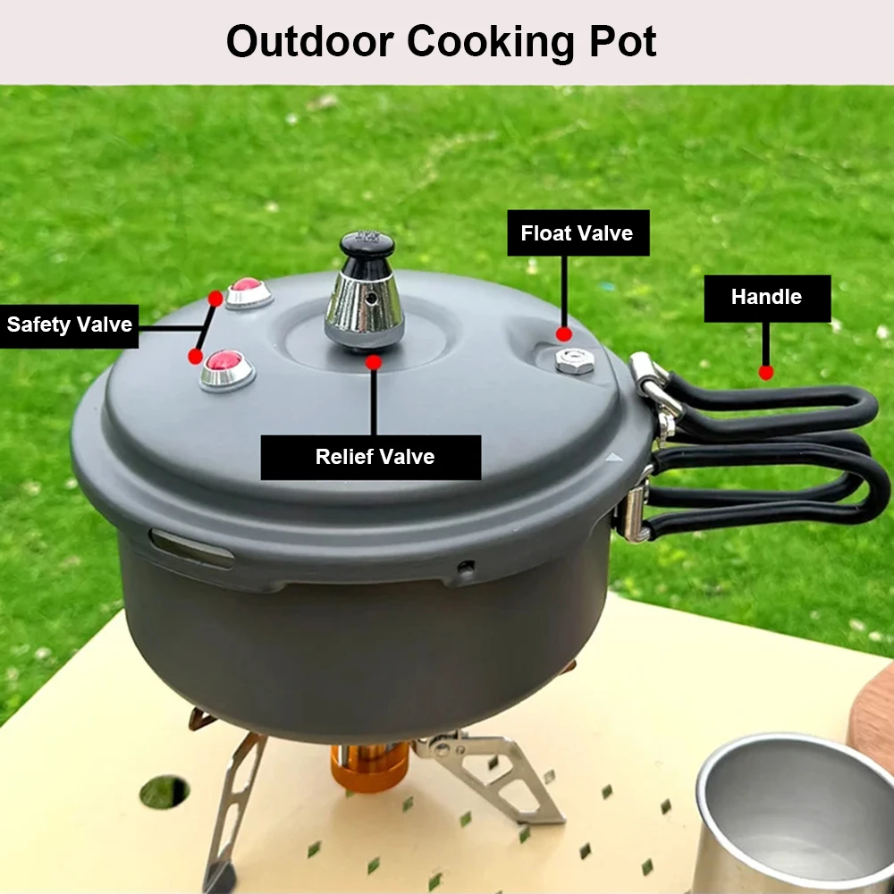 キャンプ用ミニ圧力鍋、屋外1～3人用2L/3L調理器具ポット - Camping Cooking Handle のレビューと価格