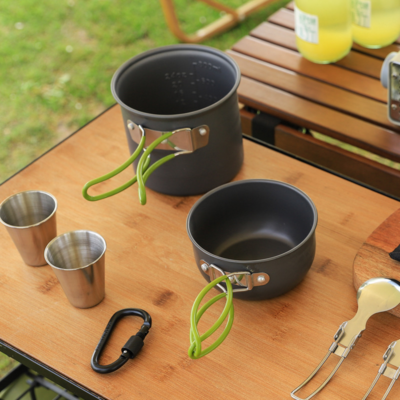 キャンプ用調理器具セット、超軽量ノンスティックパン、携帯用コ - Camping Cooking Set Compact のレビューと価格