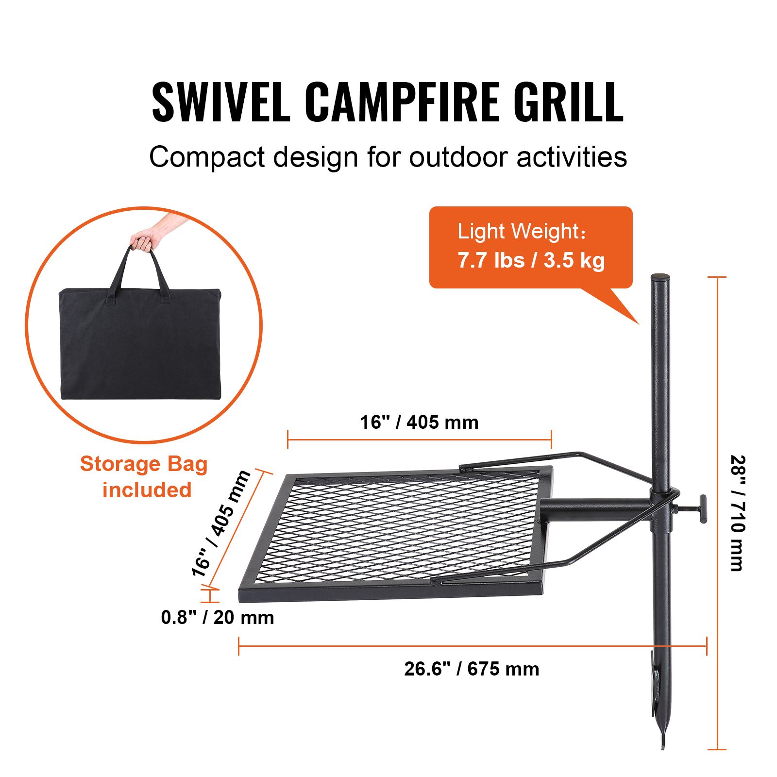 回転式キャンプファイヤーグリル、焚き火台用グリル網、頑丈なス - Camping Cooking Over Fire のレビューと価格