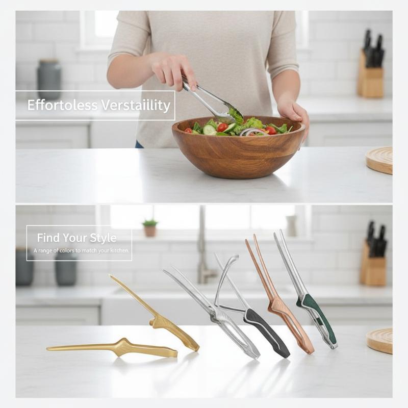シルバーのステンレス製バーベキュー用トング。滑り止め加工で、 - Camping Cooking Easy のレビューと価格